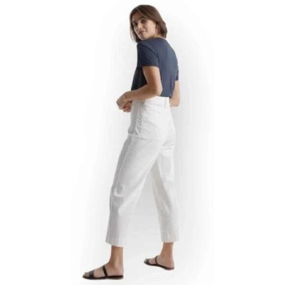 Quince Women's Stretch Cotton Twill Wide-Leg Crop Pants sz 27 Ivory/White NWT - Picture 1 of 5